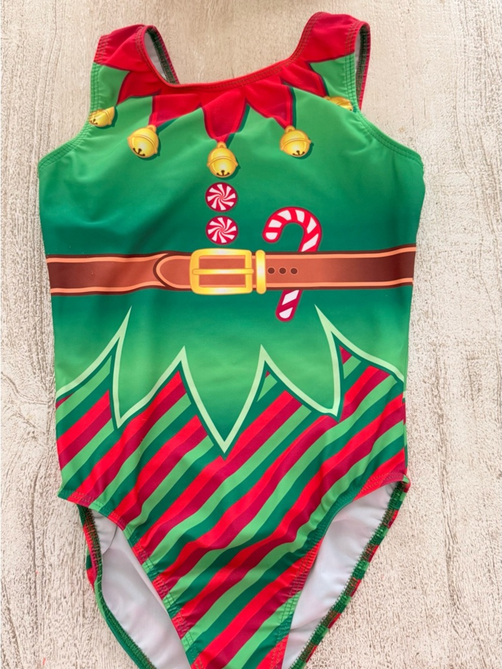 Girls Green Holiday Elf One-Piece leotard